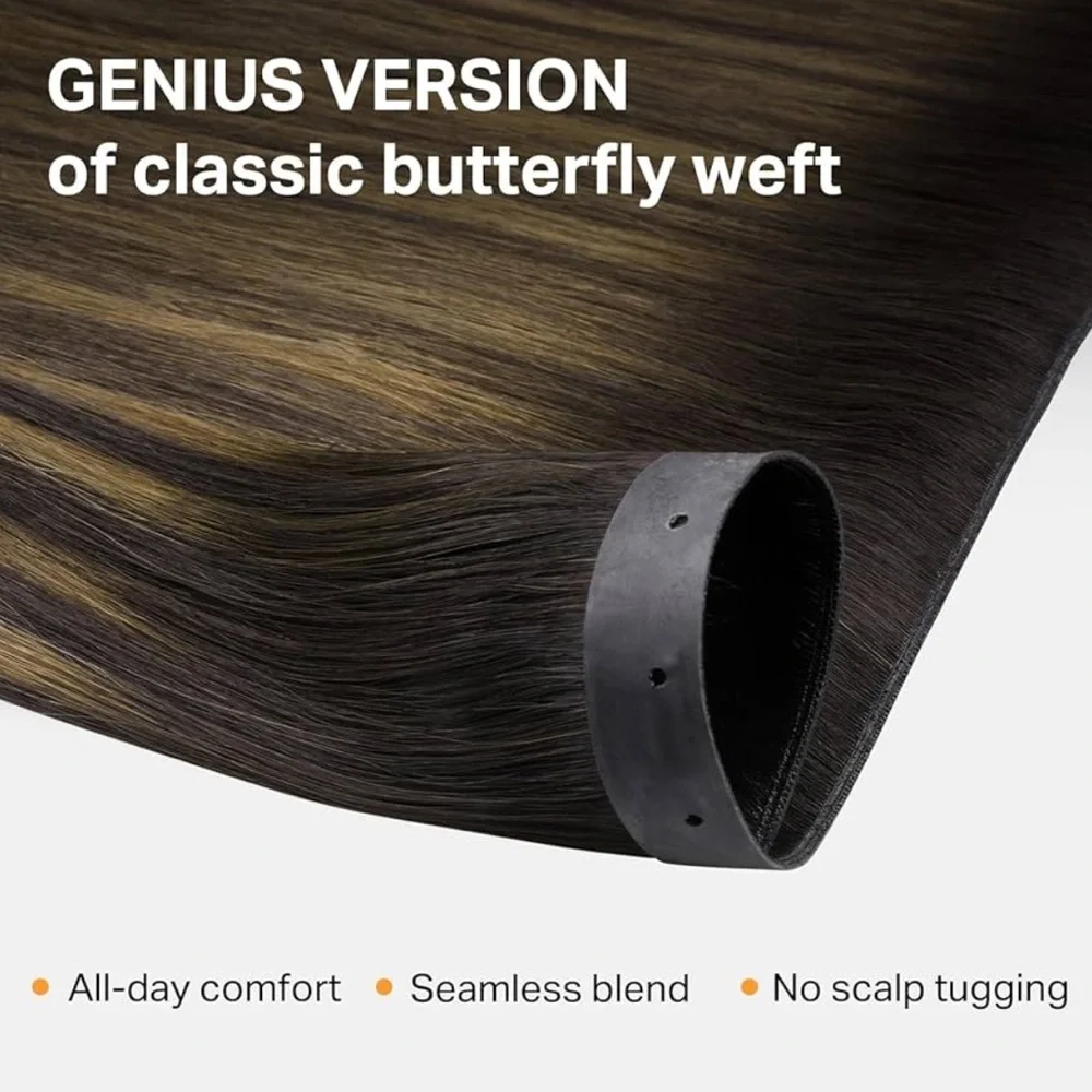Dark Brown Chestnut Brown Human Hair Butterfly Weft 20 Inch Hair Extensions